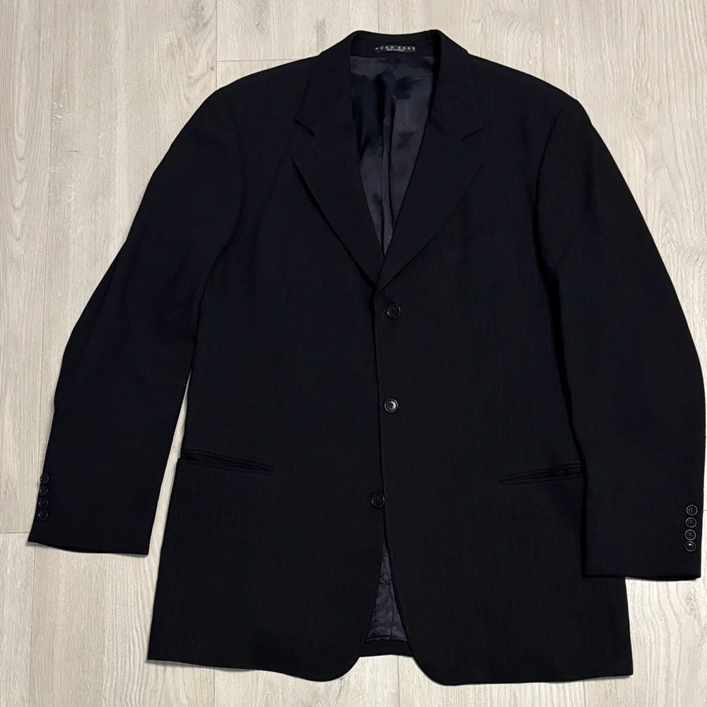 🔥BUNDLESALE 46L Hugo Boss Virgin Wool Classy Pinstripe Blazer Sports Coat Jacket